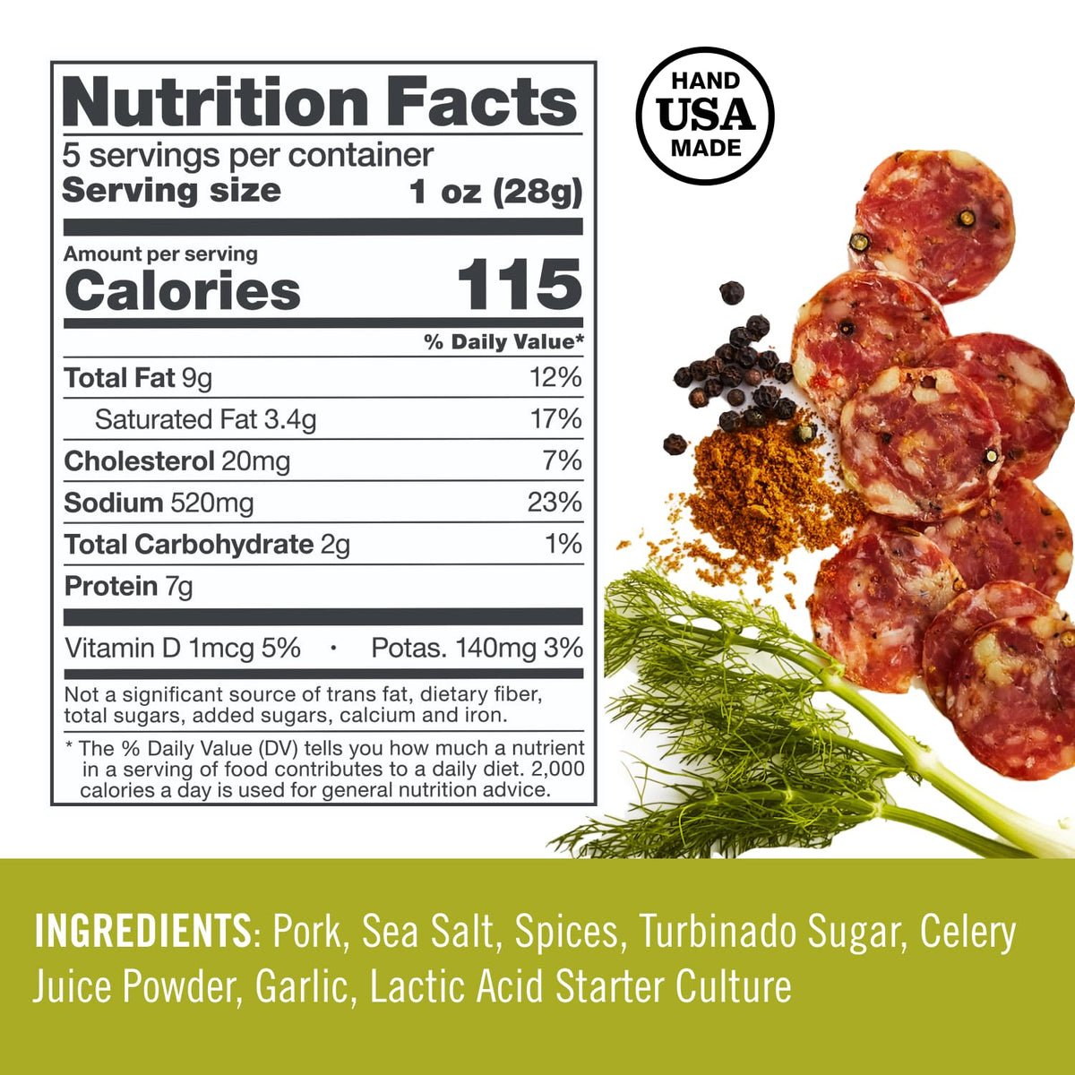 Coro Uncured Finocchiona Artisan Salami Sticks - 5oz (Pack of 3)