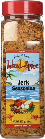 Island Spice Jamaican Jerk Seasoning Bundle: Jerk Seasoning 32oz Restaurant Size, Jerk Seasoning Marinade Hot & Tasty 12oz