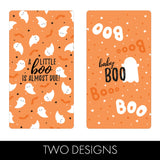 Orange A Little Boo is Almost Due Halloween Baby Shower Wrappers for Mini Chocolate Bars, Party Favor Candy Stickers - 42 Count