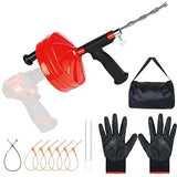 50 Ft Drain Auger,Use Manually or Drill Powered 50 Feet Drain Snake,Heavy Duty Flexible Plumbing Snake,With Gloves and Storage Bag for Kitchen Sink