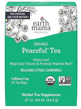 Earth Mama Organic Peaceful™ Tea | Stress Less! Calming, Relaxing Herbal Blend Safe for Pregnancy & Beyond, 16 Teabags Per Box