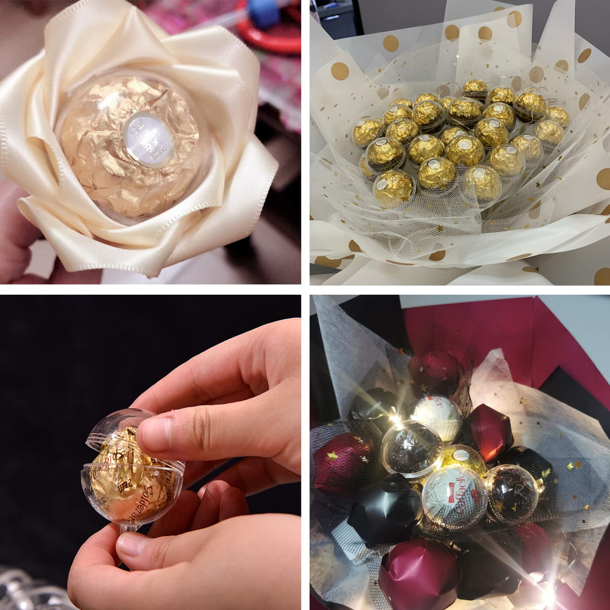 30 Pieces Clear Chocolate Box Holder DIY Bouquets Supplies Plastic Fill Ball Candy Bouquet Wrappers Truffle Chocolate Packaging Case, Anniversary