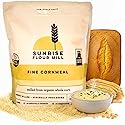 Sunrise Flour Mill Organic Fine Cornmeal | 2 LB | Yellow Cornmeal | Corn Flour | Fine Corn Meal | Milled from Organic Whole Kernel | No Artificial