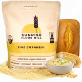 Sunrise Flour Mill Organic Fine Cornmeal | 2 LB | Yellow Cornmeal | Corn Flour | Fine Corn Meal | Milled from Organic Whole Kernel | No Artificial