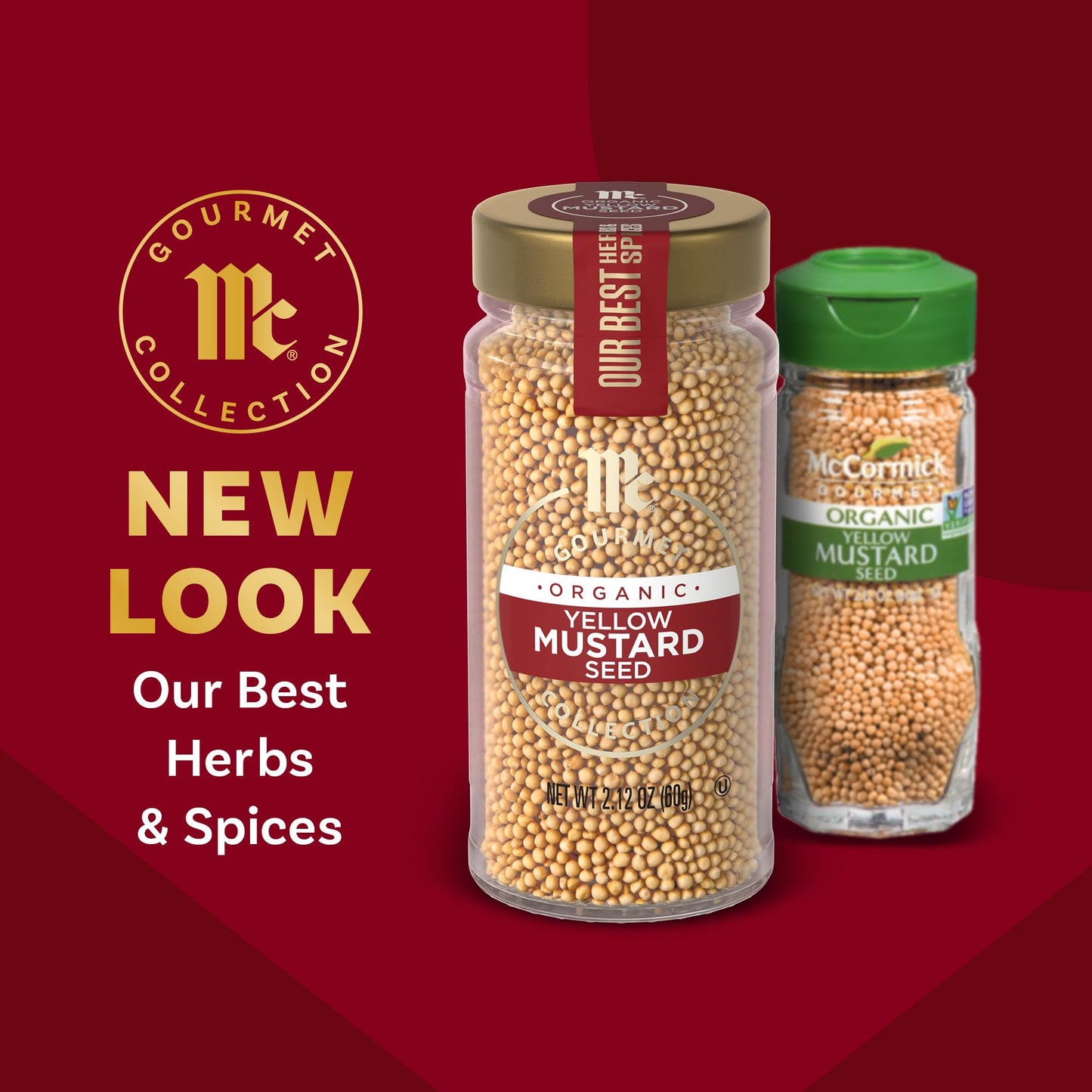 McCormick Gourmet Collection Yellow Mustard Seed, Organic, Non GMO, Our Best Herbs & Spices, Pungent Flavor for Pickled Vegetables, Potato Salad