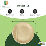 Charity Leaf Disposable Palm Leaf 9" Round Plates (50 pieces) Bamboo Like Serving Platters, Disposable Boards, Eco-Friendly Dinnerware For Weddings
