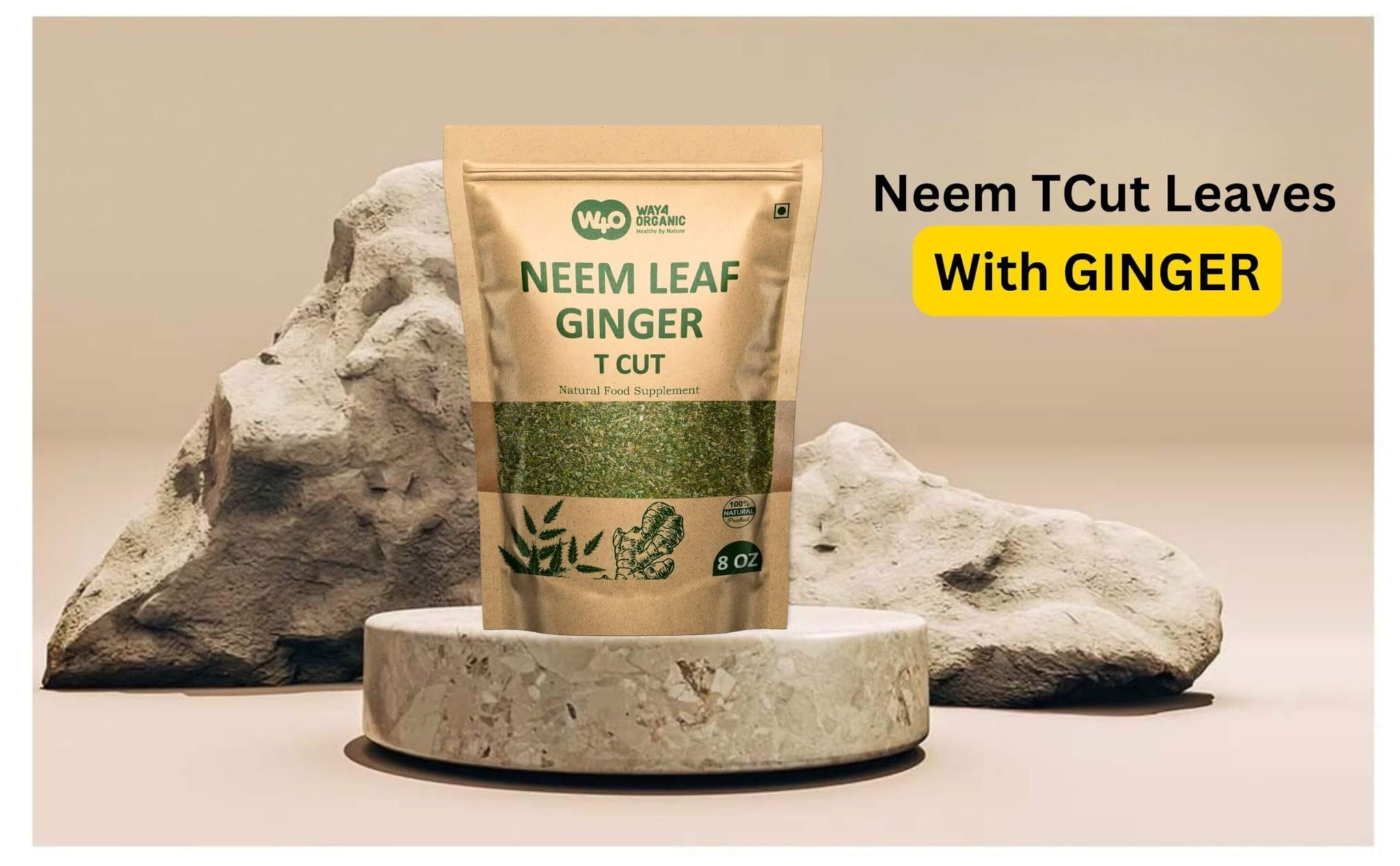 Neem Leaves Tea with Ginger 8 oz, Boost Immunity, Aid in Digestion, Caffeine Free, One Tea with Multiple Benefits (Pack of 1)