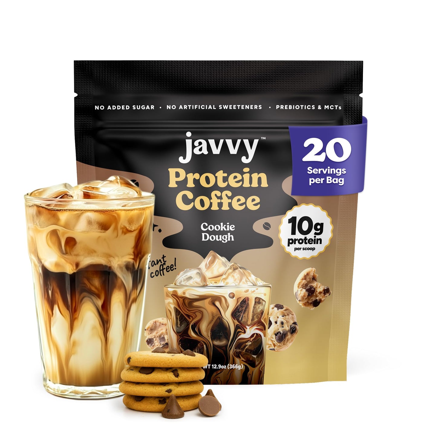 Javvy Protein Coffee Powder - Whey Protein Powder with Arabica Coffee, Zero Artificial Flavors & Sweeteners, 80 mg Caffeine, No Added Sugar, 20