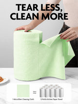 Fantasticlean Microfiber Cleaning Cloth Roll -75 Pack, Tear Away Microfiber Towels, 12" x 12", Reusable, Washable, Scratch Free, Ultra Absorbent