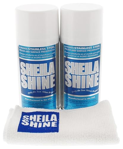 2 x 10oz Sheila Shine Stainless Steel Cleaner and Polish w/ Microfiber Cloth - Cleans, Polishes & Protects Kitchen Appliances, Refrigerators, Sinks