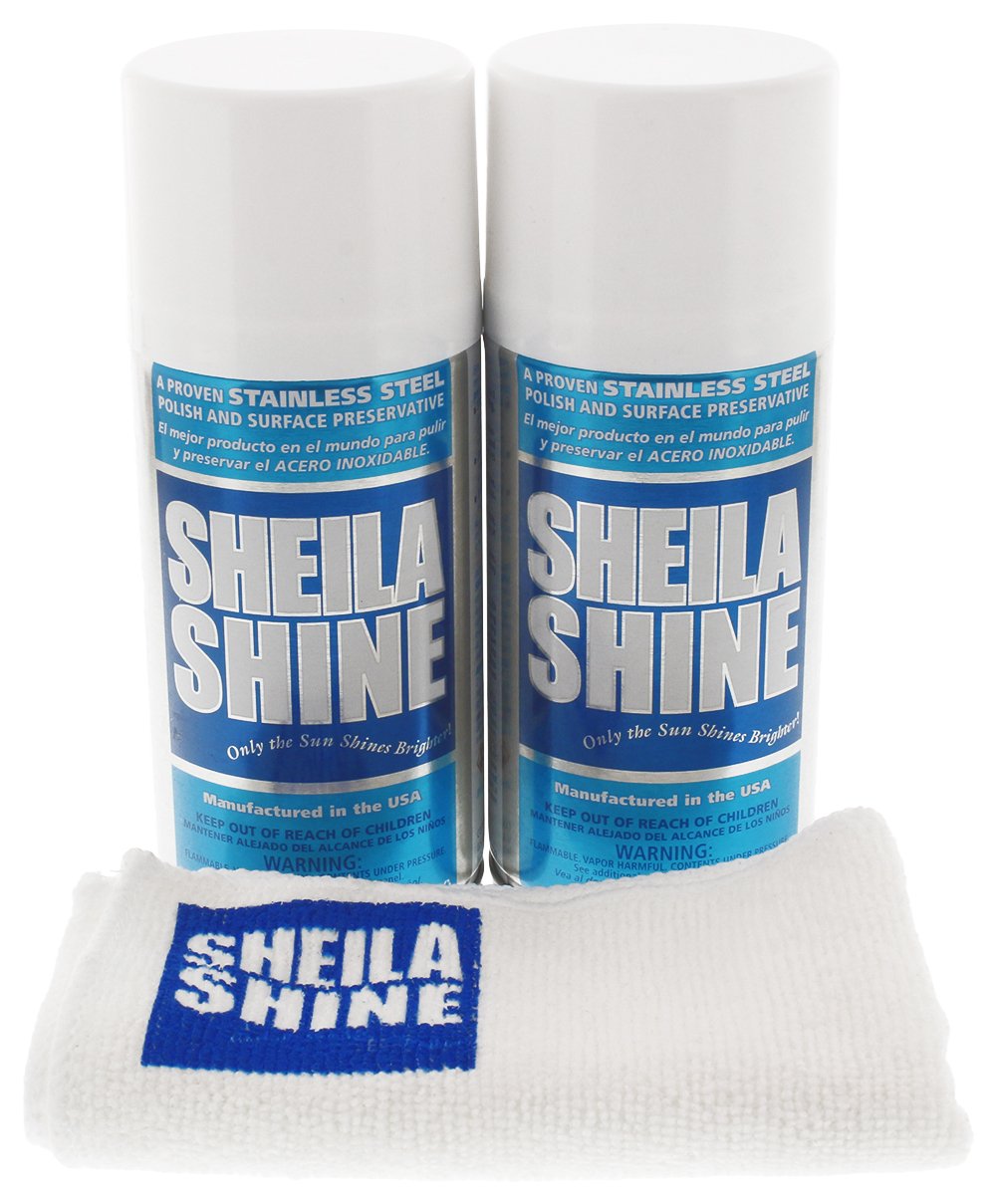 2 x 10oz Sheila Shine Stainless Steel Cleaner and Polish w/ Microfiber Cloth - Cleans, Polishes & Protects Kitchen Appliances, Refrigerators, Sinks