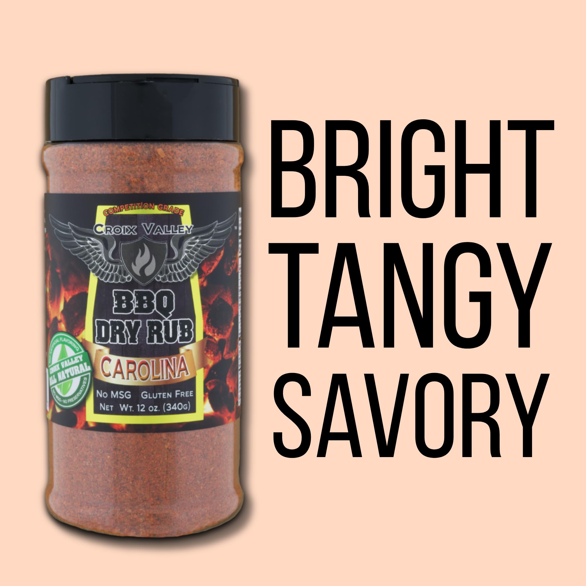 Croix Valley Carolina BBQ Dry Rub - 3 Pack (12 oz Plastic Shaker Bottle) - Bold Chili Heat with Earthy Cumin Depth - Gluten-Free, No MSG, Vegan