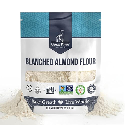 Great River Milling Blanched Almond Flour | Finely Ground Gluten Free Baking Alternative | Made from Whole Blanched Almonds | Non-GMO, Glyphosate