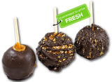 US Sweets Caramel Apple 3 Pack - Caramel Granny Smith Apples Drizzled in Dark Chocolate w/Almonds & Peanuts | Candied Apples | Delicious Gift |