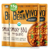 BeanVIVO (Pack of 3) Organics 15g Plant based Protein BBQ Pinto Beans - Good Source of Fiber - Nutritious & Microwave Meals - Gluten-Free Plant Food