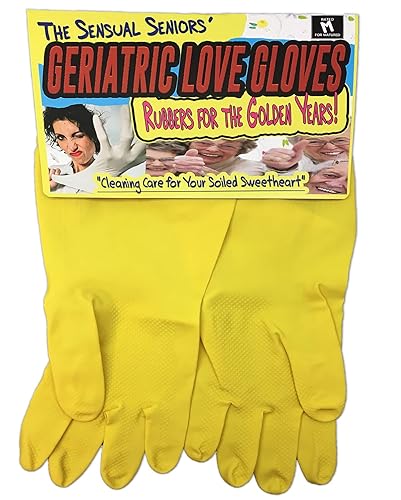 Geriatric Love Gloves - Over-the-Hill Gag Gift for Adults, Unisex Protective Gloves, Gold Color, 2 Count