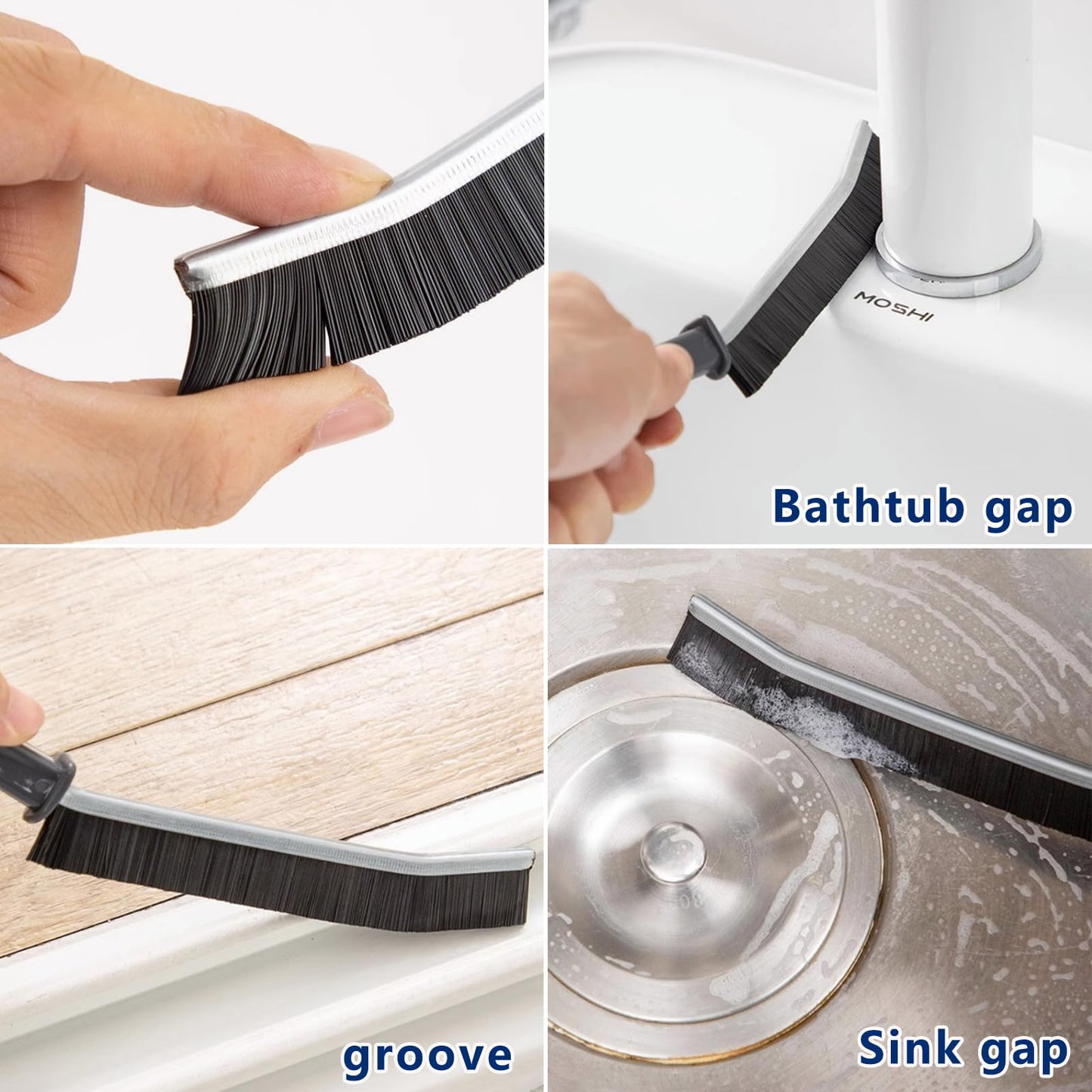 12Pcs Crevice Cleaning Brush Set, Multifunctional Hard Bristle Cleaning Product with Scraper, Designed specifically for Cleaning Narrow Spaces