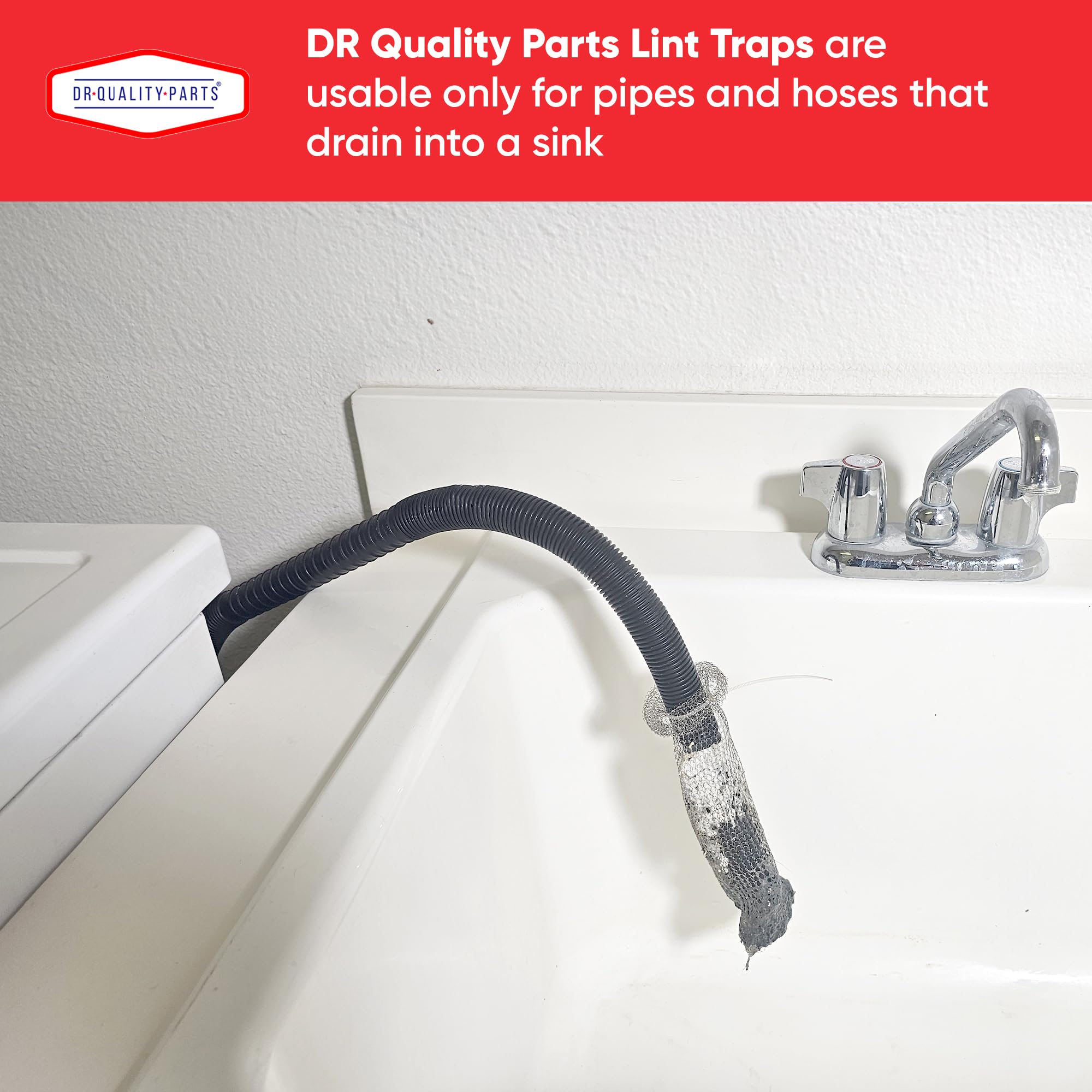 DR Quality Parts Washing Machine Lint Trap - Stainless Steel Hose Filter, Mesh Drain Catcher, Washer Sock Lint Remover, Rust-Free Snare Laundry Filter