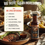 Mr. Spice Organic Garlic Steak Sauce, Salt Free Steak Sauce and Marinade, Gluten Free, Low Sodium Sauces and Marinades, Grill & Air Fryer, No Salt