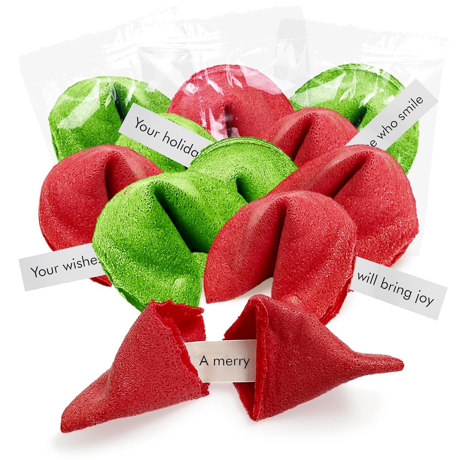 4E's Novelty Christmas Fortune Cookies Bulk, 50 Individually Wrapped Funny Fortune Cookies with Holiday Sayings for Kids & Adults, Perfect Christmas