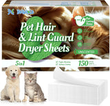 BellaLuce Unscented Pet Hair and Lint Guard 3X Mega Dryer Sheets, 150 Count