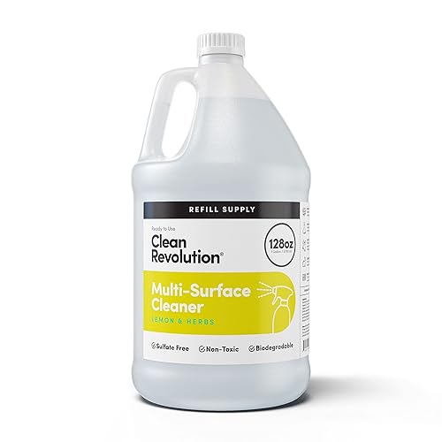 Clean Revolution Multi Surface Cleaner Refill Supply, Non-Toxic, Eco-Friendly & Plant-Based, Ready to Use, Lemon & Herbs, 128 Fl Oz (1 Gallon)