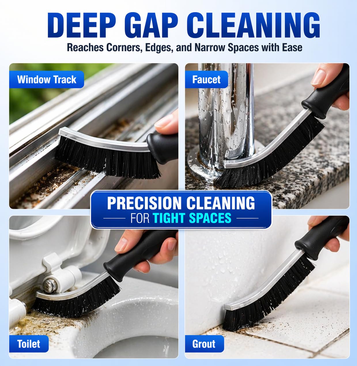 Cadley Cleaning Brush Set of 4, Cleaning Brushes for Household Use, Grout Cleaner Brush with Long Handle, Gap Cleaning Tool, Hard Bristle Brushes