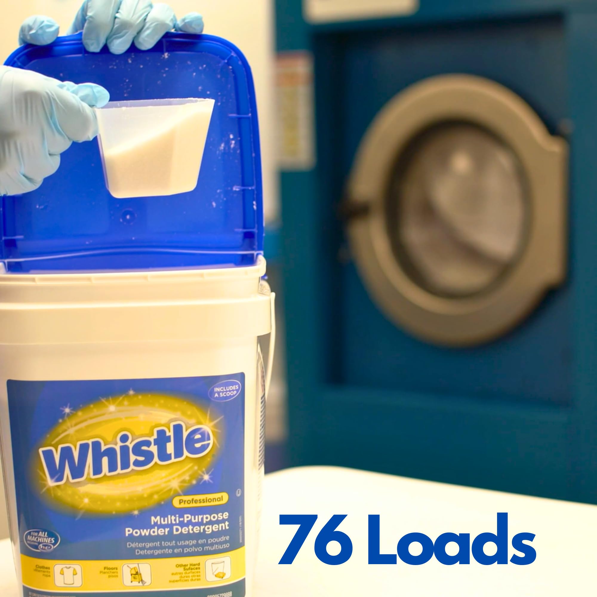 Diversey Whistle Multi-Purpose Laundry Detergent for Regular & High-Efficiency (HE) Machines, Commercial Bulk Fabric & Floor Cleaner, Powder