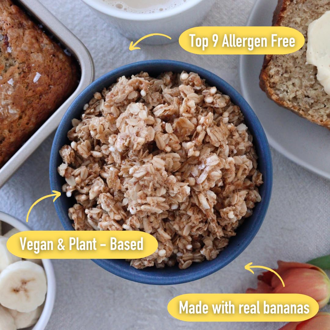 Safe + Fair Banana Bread Granola - Allergen-Free with Whole & Ancient Grains - Gluten-Free, Plant-Based, Non-GMO, No Artificial Ingredients - Perfect