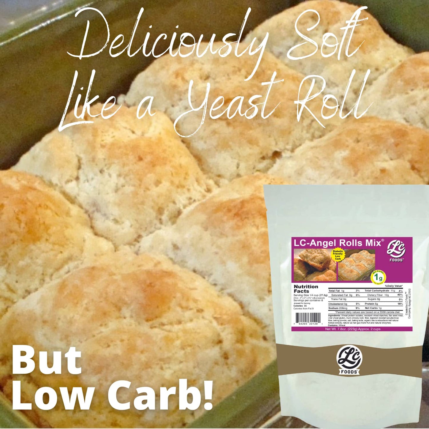 LC Foods Low Carb Angel Roll Mix | Moist and Soft | No Sugar Added | No Artificial Flavors | High Fiber & Protein | Low Carb Rolls for Kids & Adults