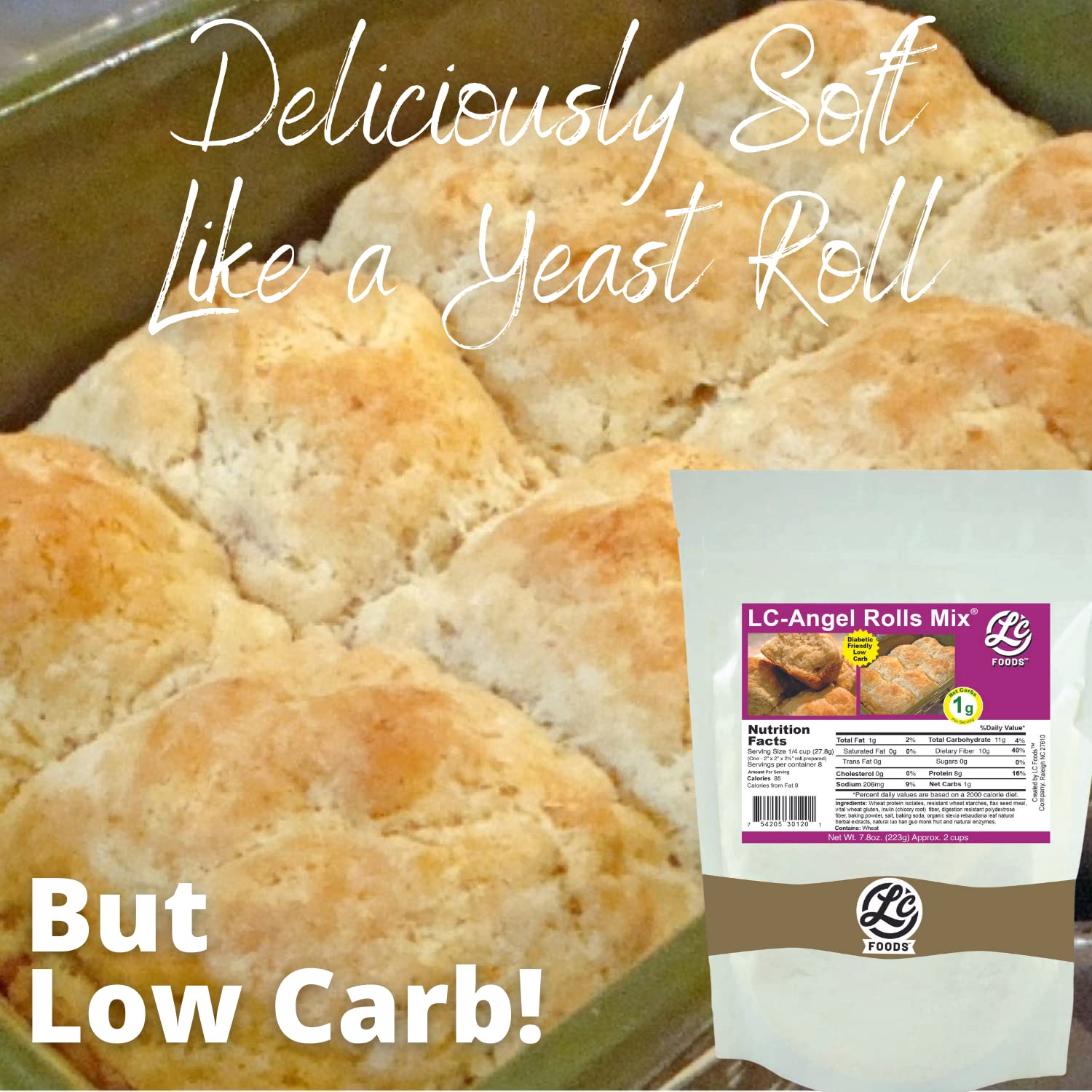 LC Foods Low Carb Angel Roll Mix | Moist and Soft | No Sugar Added | No Artificial Flavors | High Fiber & Protein | Low Carb Rolls for Kids & Adults