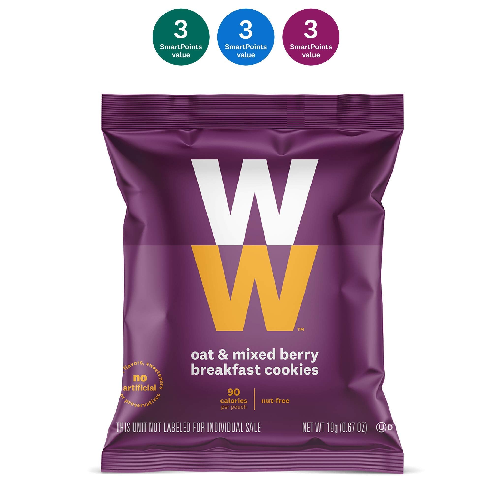 WW Oat & Mixed Berry Breakfast Cookies - 3 SmartPoints, Nut Free - 3 Boxes (15 Count Total) - Weight Watchers Reimagined