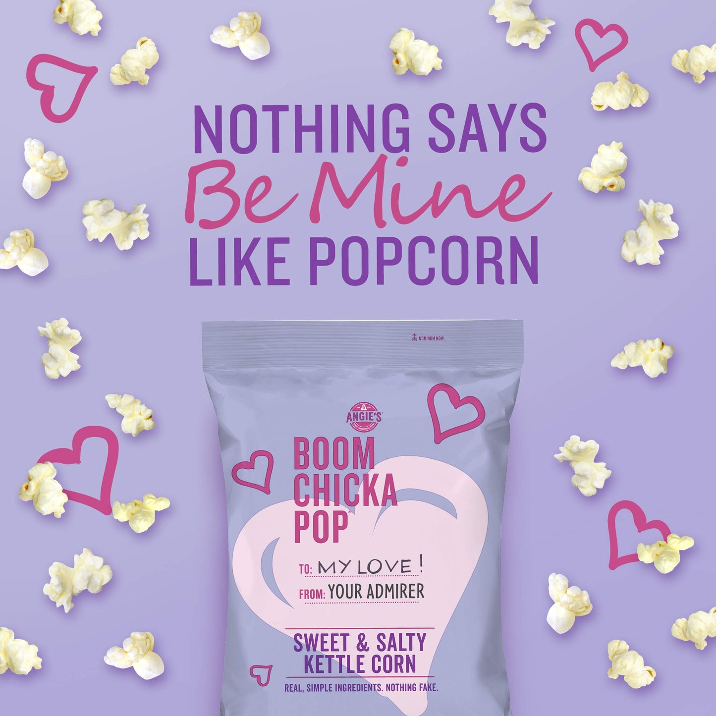 Angie's BOOMCHICKAPOP Sweet & Salty Kettle Corn Popcorn Valentines, 1 Ounce (Pack of 12)