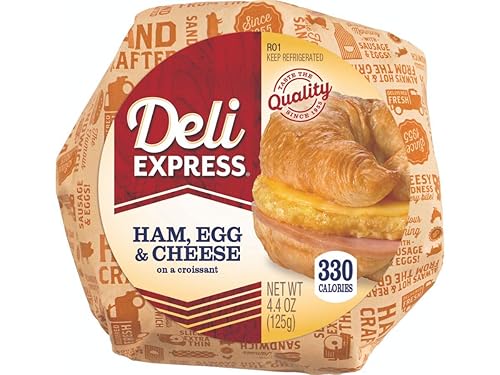 Deli Express Hot To Go Ham and Cheese Egg Croissant, 4.4 Ounce -- 10 per case.