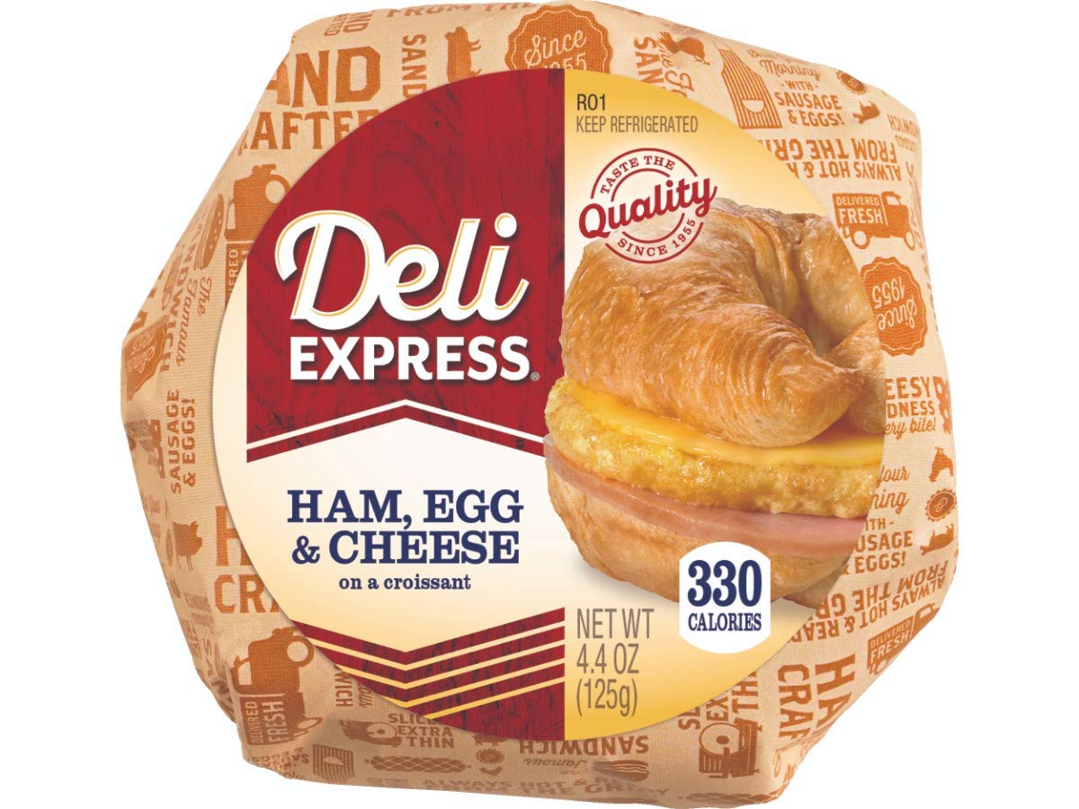 Deli Express Hot To Go Ham and Cheese Egg Croissant, 4.4 Ounce -- 10 per case.