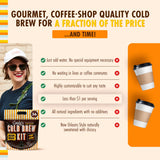 GRADY’S COLD BREW, New Orleans Style, 100% Arabica Ground Coffee & Chicory Pouches, All-in-One Cold Brew Kit with 12 Easy-to-Brew Beans Bags, Makes 36