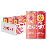 IZZE Spark Sparkling Juice Variety Pack, Raspberry Peach + Strawberry Lemonade, No Sugar Added, 8.4 FL OZ, 24 Cans