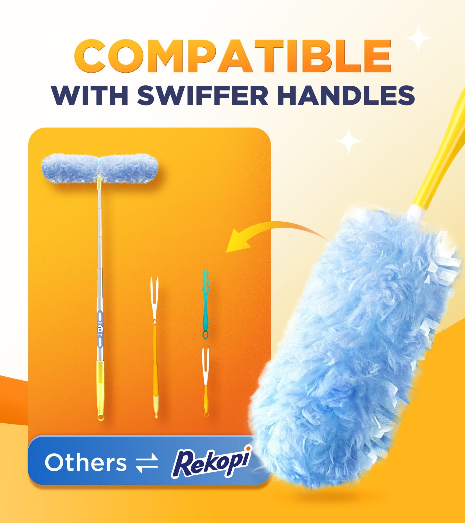 Heavy Duty Duster Refills for Swiffer Duster, 20 Count Duster Refills with 1 Handle, Multisurface 360° Dusters with 4X Microfibers, Unscented