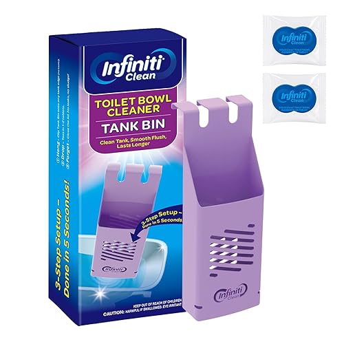Infiniti Clean Toilet Tank Tablet Holder with Blue Toilet Bowl Tablets, 8.97 x 3.22 x 2.25 Inch Tablet Holder - Prevents Flapper Jams & Residue