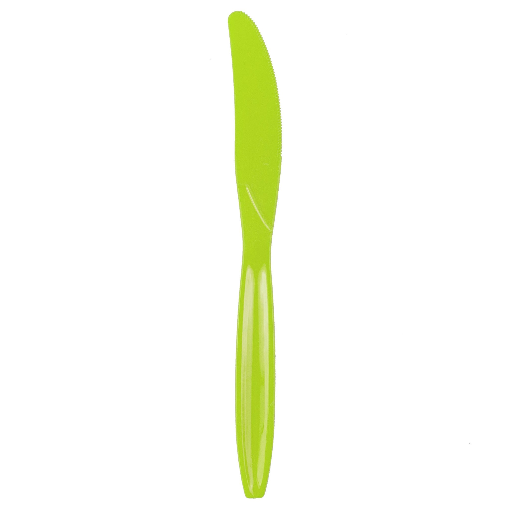 JAM Paper Big Party Pack of Premium Plastic Knives - Lime Green - 100 Disposable Knives/Box