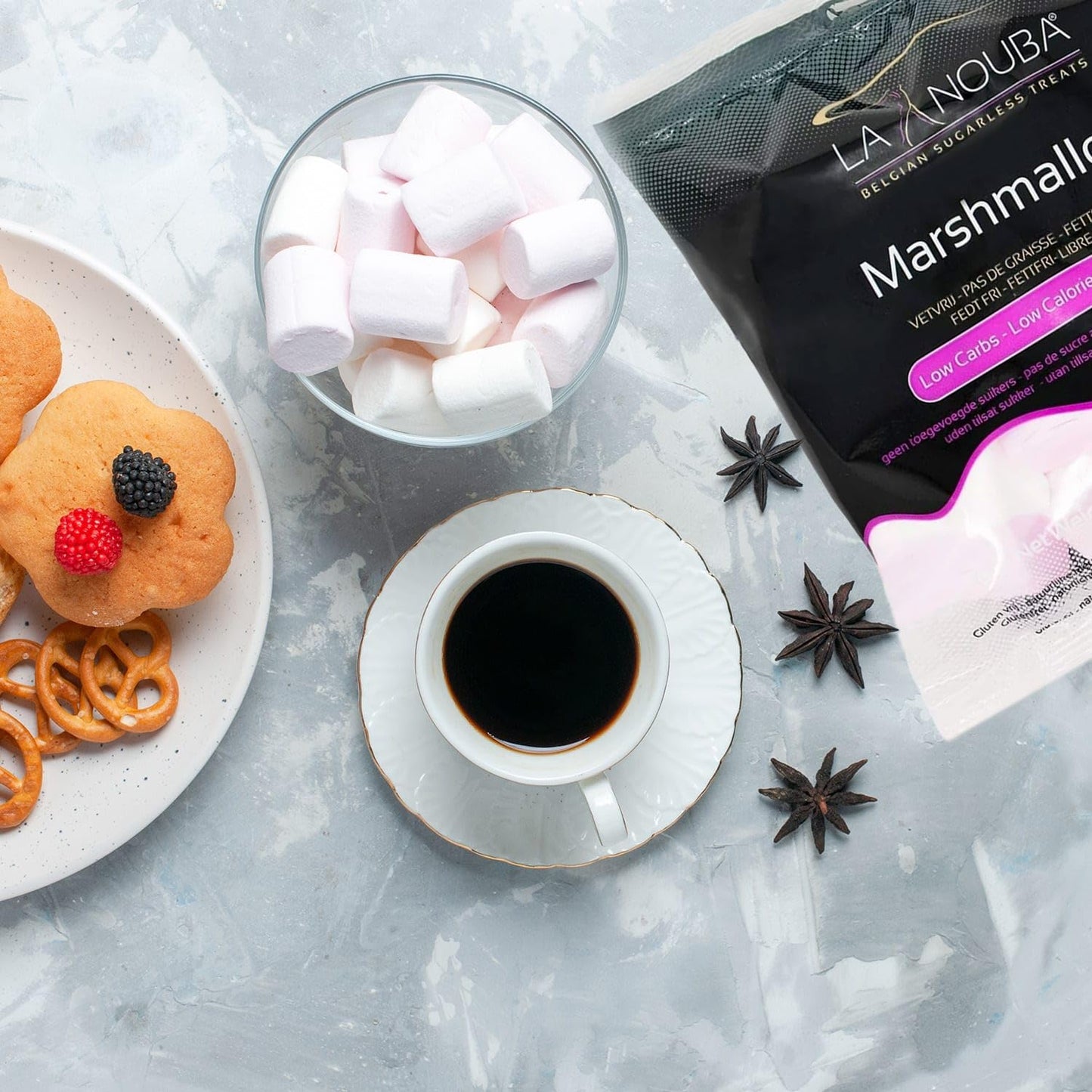 La Nouba Sugar Free Marshmallows, Keto Friendly, Zero Sugar, Low Carb, Perfect for Smores, Hot Chocolate & Baking, Gluten Free, Fat Free, 1 Pack (2.7