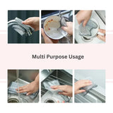 LyfNeeds Non Scratch Wire Dishwashing Rag, 8 Pack Double Layer Reusable Wire Dishcloth, Silver Mesh Metal Cleaning Cloth for Pots, Pans, Sink, Steel