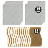 Swedish Dishcloths & Plant-Based Sponges 24 Pack - 12 Swedish Dishcloths for Kitchen, 12 Dish Sponges, Reusable Paper Towels & Cellulose Scrubber Set