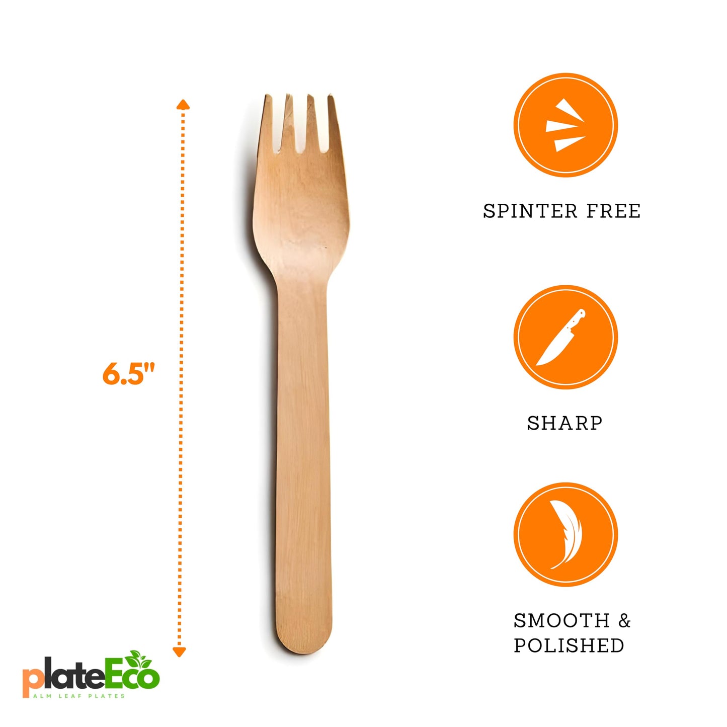 PlateEco Palm Leaf Plates Combo Pack - 8” & 10” Biodegradable Disposable Plates with Forks & Knives (25 Each) | Eco-Friendly Organic Areca Dinnerware
