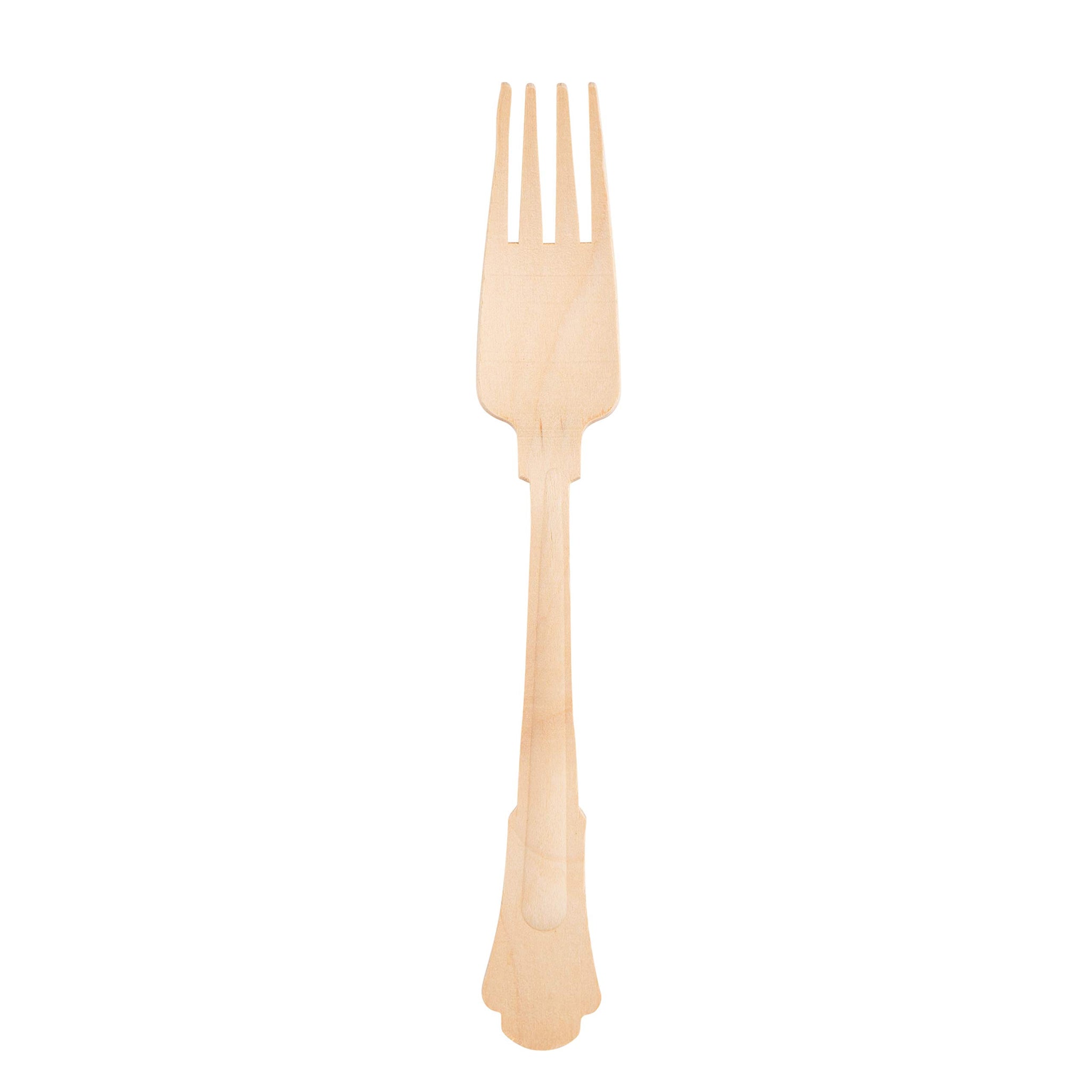 Birchware Elegant Forks 7.75” - (100 Count) Compostable Wooden Forks, Biodegradable Party Supplies, Sturdy, Heat Tolerant and Eco-Friendly.