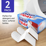IMPRESA Laundry Detergent Cup Holder & Laundry Drip Catcher - 2-Pack, White Plastic - Slides Under Tub for Universal Detergent Drip Tray & Spill