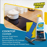 Cerama Bryte - Cooktop Cleaning Kit - Includes 10 oz. Bottle of Cerama Bryte Cooktop Cleaner, 2 Cleaning Pads, 1 POW-R Grip Pad Tool and 1 Scraper