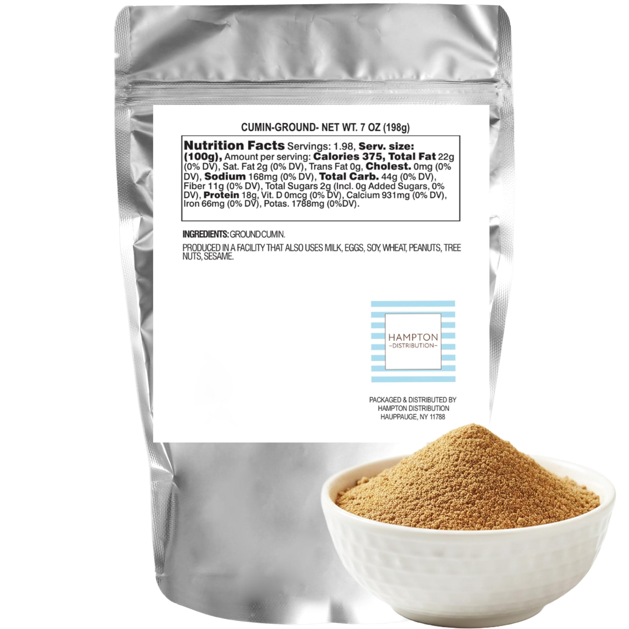 Cumin Ground, 7 Ounce Resealable Bag, Hampton Distribution