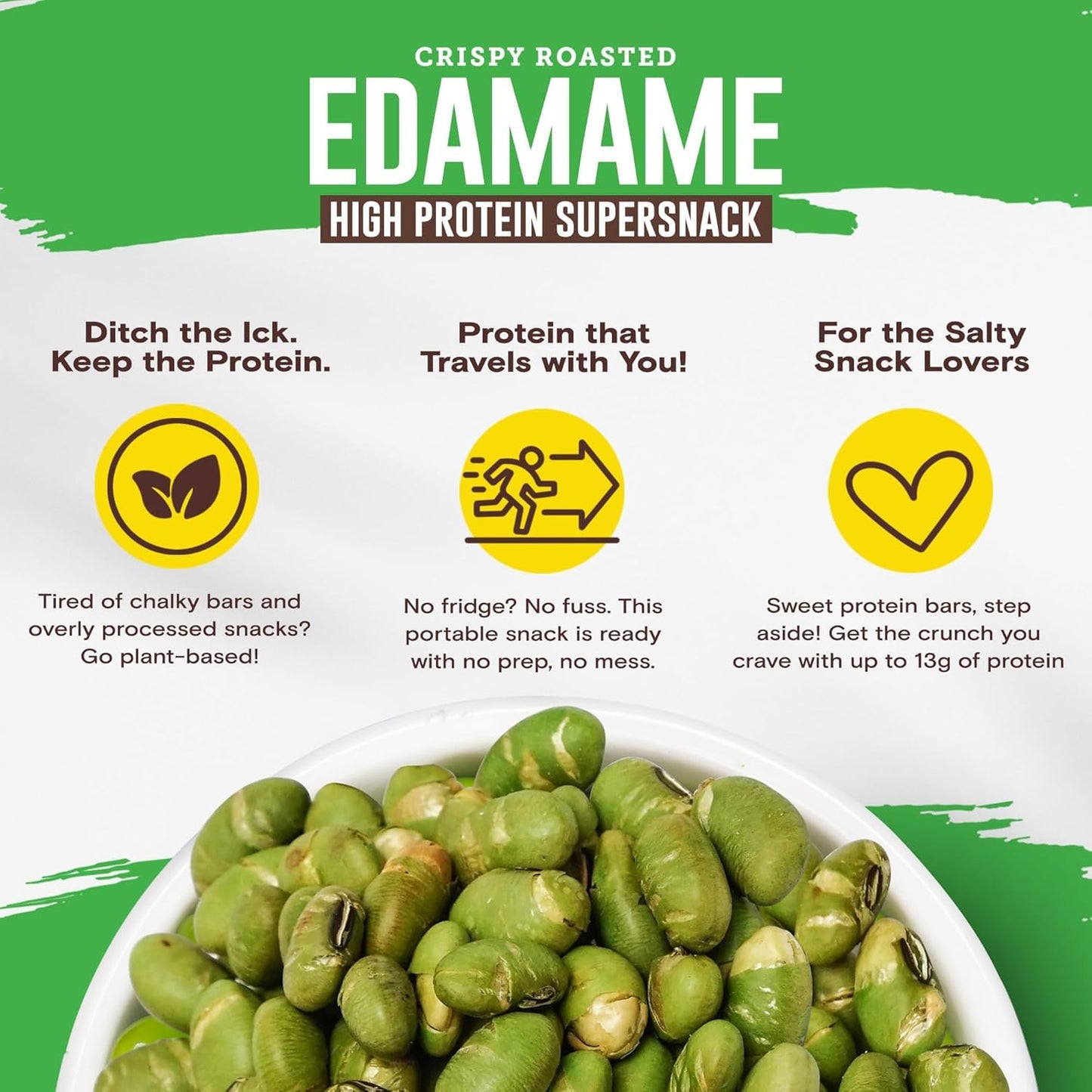 Biena Roasted Edamame Himalayan Pink Salt, 18 oz Bag, Crunchy Plant Based Protein Snack, Made with Avocado Oil, 11g Protein, 4g Fiber, Gluten Free