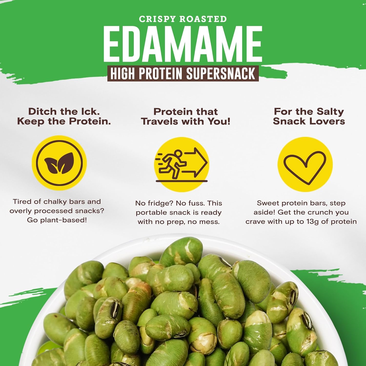 Biena Roasted Edamame Himalayan Pink Salt, 18 oz Bag, Crunchy Plant Based Protein Snack, Made with Avocado Oil, 11g Protein, 4g Fiber, Gluten Free